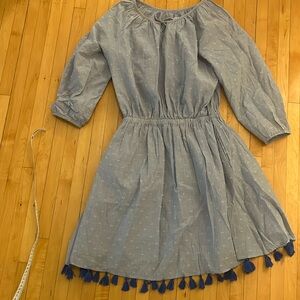 mer st barth light blue long sleeve dress tassles